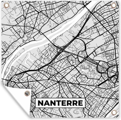 Tuin poster Nanterre - Plattegrond - Frankrijk - Kaart - Stadskaart - 200x200 cm - Tuindoek