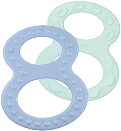 Nuk bijtring 2 stuks | pastel kleur turkoois-paars | 0+m 0+ maanden