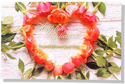 Getrouwd! Luxe huwelijk wenskaart Rode rozen - 12x17cm - Gevouwen kaart inclusief envelop - Huwelijkskaart