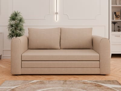 Slaapbank ARELIS, sofa met slaapfunctie, moderne bank, 2-zits, beige