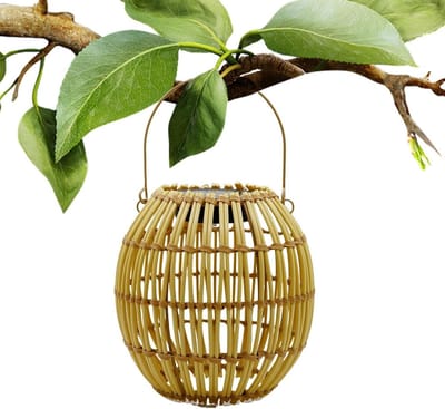 Zonne-energie Lantaarn - Buitenlamp Hanglamp - Tuin Verlichten - Weerbestendig Rotan Design - Hangbaar - Warm Wit