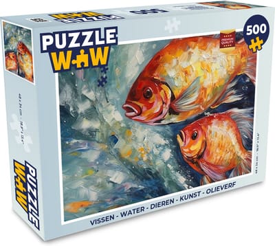 Puzzel Vissen - Water - Dieren - Kunst - Olieverf - Legpuzzel - Puzzel 500 stukjes