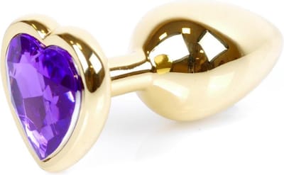 Power Escorts - Anale plug - Met super Romantische Hartjes design - Super Stijlvol Goud met Paarse Steen - Goed Formaat 7 cm lengte - Dia 2.3 cm - Super opwindend - Gemakkelijk gebruikbaar - Handige verpakking - Anal plug