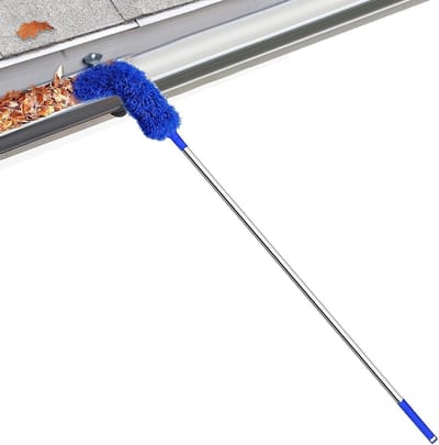 Dakgoot Reiniger - Gootborstel Telescoopsteel - Dakgoten Schoonmaken - Buigbare Opzetborstel - Tot 2.5 Meter - Grijs
