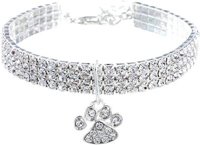 Verstelbare strass hondenhalsband met extra verlengketting – 19,8 cm tot 24,8 cm