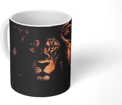 Mok - Koffiemok - Leeuw - Goud - Druppels - Mokken - 350 ML - Beker - Koffiemokken - Theemok