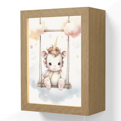 Wandlamp 15x20 cm - Oplaadbaar - Eenhoorn - Dier - Kinderen - Unicorn - Wandlampen binnen woonkamer - Slaapkamer lamp met kabel - Decoratieve nachtlamp - Vloerlamp snoer