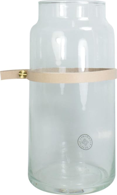 TAK Design Vaas Wrap Me Mini - Incl. Lederen Band - Glas - Ø10 x 20 cm - Bruin