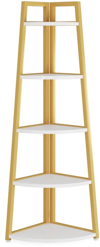 Hoekkast Quinoro - Vakkenkast 180cm - Boekenrek Hoekmeubel - Opbergrek 5 Lagen - Geel