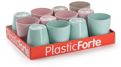 Plasticforte onbreekbare Drinkglazen - 12x - gekleurd - kunststof - 400 ml - herbruikbaar - sapglazen - waterglazen - camping