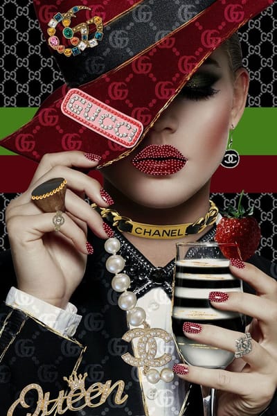 Betaalbare Goederen® Glasschilderij - 80x120cm - Cheers - Gucci - Canvas Schilderijen Woonkamer - Schilderijen - Schilderijen Woonkamer