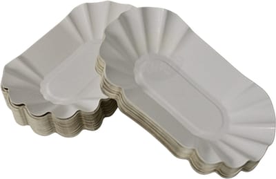 KURTT - Papieren bord/schaaltje geschulpt 250 st - 10x17x3 cm - gebaksbordjes - KUOB