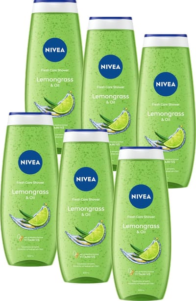 NIVEA Lemongrass & Oil Douchegel - Shower Gel - met Vitamine C & vitamine E - Voordeelverpakking - 6 x 500ml