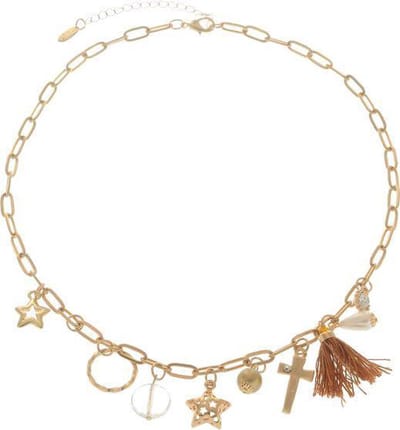 Behave - Ketting met kwastje, ster en kruisje - Trendy sieraden - Nikkelvrij - 53 cm + 7 cm verlengketting