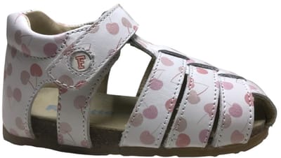 Falcotto - Alby - Mt 20 - velcro lederen sandalen- Kersen - wit/roze