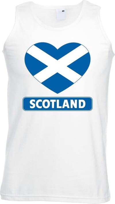 Schotland singlet shirt/ tanktop met Schotse vlag in hart wit heren S
