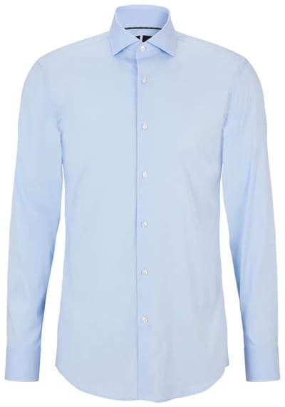 BOSS Hank slim fit overhemd - popeline - blauw - Strijkvriendelijk - Boordmaat: 38 (EU maat: S)