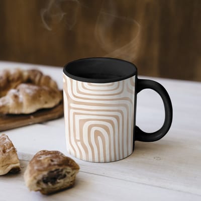 Magische Mok - Foto op Warmte Mokken - Koffiemok - Aardetinten - Labyrintpatroon - Magic Mok - Beker - 350 ML - Theemok