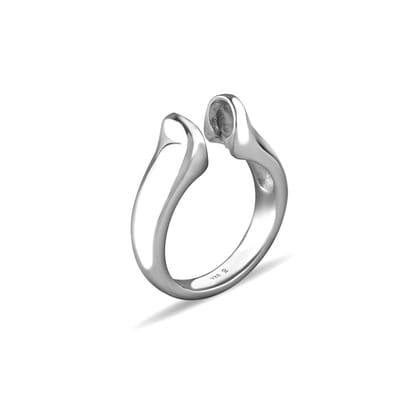 Quiges - 925 Zilver Eligo Ring Geknepen voor verwisselbaar 8 mm Bolletje - Maat 16 - NER01116