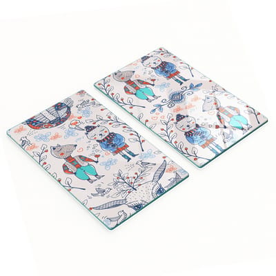 Stijlvolle en duurzame glazen borden met grappige dierenprint, 2x30x52 cm