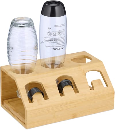 droogrek flessen - 3 houders - geschikt voor sodastream-flessen - bamboe