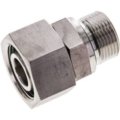 18L & M22x1.5 RVS Rechte Draaidoorvoer Buitendraad 315bar FKM O-ring en Afdichtconus Verstelbaar ISO 8434-1