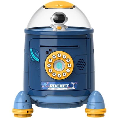 Tirelire fusée à mot de passe Mignonne tirelire Rappel vocal intelligent pour Enfants Garçons Filles Rouge bleu