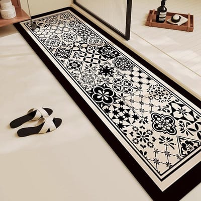 Tapis de sol de salle de bain en terre de diatomée absorbant l'eau et antidérapant Tapis de porte de salle de bain à séchage rapide résistant à la saleté et à l'usure Tapis longs pour les pieds 45 * 150CM