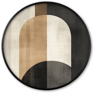 Poster in lijst Rond - Fotolijst 60x60 cm - Posters - Geometrische - Vormen - Wit - Ronde posterlijst zwart - Decoratie - Wanddecoratie woonkamer - Muurdecoratie slaapkamer