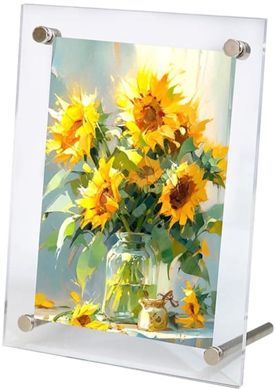 Dailygoods- Fotolijst Dubbelzijdig - Acryl Fotolijst 10x15 cm - Frameloos Bureaublad - Landschap/Portretoriëntatie - Hoogwaardig Materiaal - Inclusief Standaard - Fotohouder