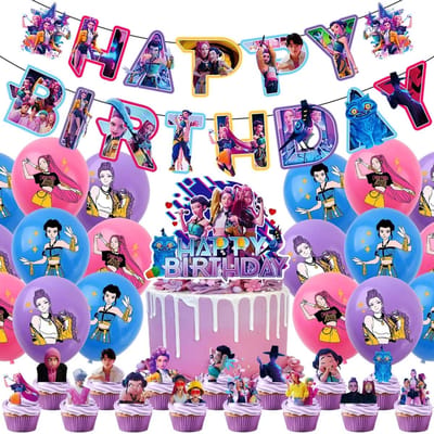 Collectie Devil Hunter Thema Feest Banner Ballon Schattig Rumi Mira Zoey Verjaardagsballon Taart Topper Achtergrond Decoratie Feest Speelgoed blue