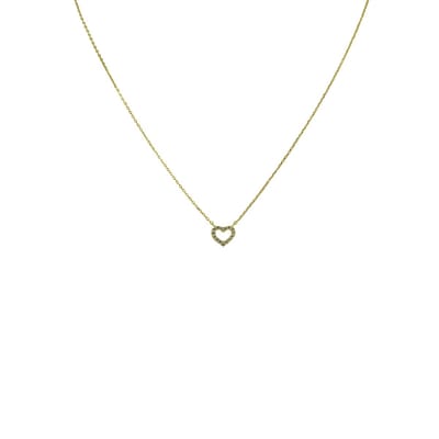 New Bling 9NBSAM-G190193 Gouden Ketting - Dames - Hartje - Zirkonia - 6 x 6,7 mm - Ankerschakel - 38 + 2,5 + 2,5 cm - 14 Karaat - Goud