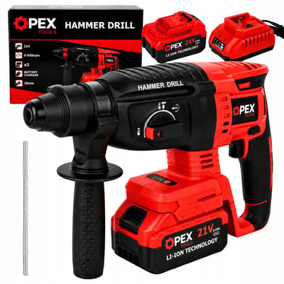 Hammer drill, cordless drill, hammer drill, 2x 3ah batteries, sds+