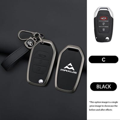 Zinklegering Leer Auto Sleutelhoes Cover Voor Saic Maxus T60 Sleutelhanger Afstandsbediening Auto Beschermhoes Fob Houder Accessoires black