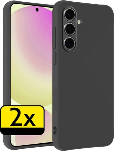 Hoesje - 2 Stuks - Geschikt voor Samsung Galaxy S24 FE - Sterk & Shockproof - Case Siliconen - Back Cover - Telefoon Hoes - Telefoonhoesjes - Zwart