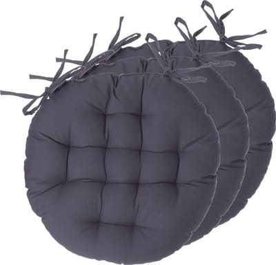 Atmosphera Tuinstoelkussens - 6x - donkergrijs - katoen - 38 x 38 x 6.5 cm - wicker zitkussen rond
