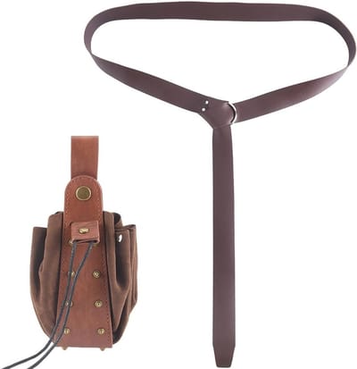 Renaissance LARP Tas van PU Leer voor Piraten en Vikingen - Vintage Heuptas met Trekkoord voor Halloween en Cosplay Accessoires in Kokosnootbruin
