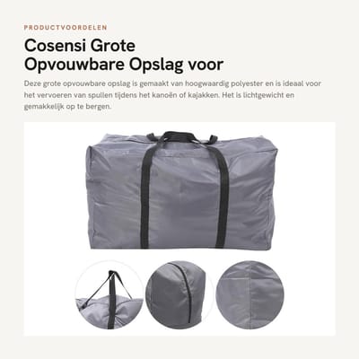 Dailygoods- Opvouwbare Opslag Grote Capaciteit - Opbergtas - Lichtgewicht - Slijtvast Polyester - Handige Handvatten - Geschikt voor Kajaks