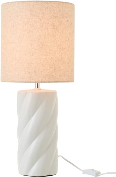 J-Line tafellamp Werveling - keramiek - wit/naturel - large
