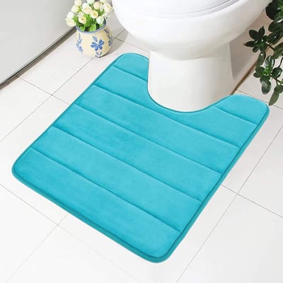 Traagschuim Antislip Zachte Mat Met Uitsparing 50 x 60 cm, Absorberende Badmat Voor Toilet, Wasbaar, Pauwblauw