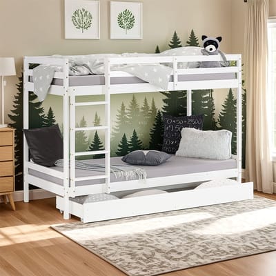 Homestyle4u hoogslaper - 90x200 cm - wit - opbergruimte