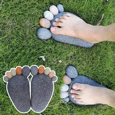 Voet Stapstenen - Tuinpad Stenen - Decoratief Paden - Leuk Voet Motief - 29 cm Lengte - Donkergrijs