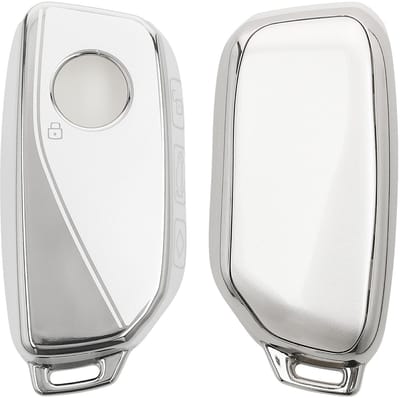 kwmobile autosleutel hoesje geschikt voor BMW 4-knops X7 X1 U11 iX ix1 7-serie G07 I7 autosleutel hoes - TPU autosleutel behuizing - Beschermende auto sleutel case - Sleuteletui in mat zilver