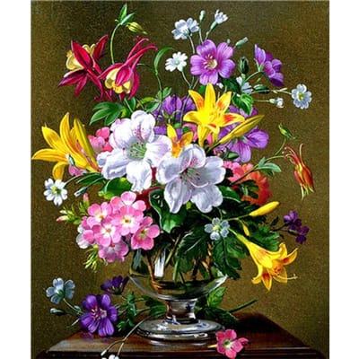 DIY 5D volledige diamant schilderij kruissteek tafel en bloemen diamant borduurwerk handwerken 20X30CM white