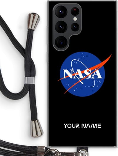 Gepersonaliseerd - Case Company® - Hoesje met koord geschikt voor Samsung Galaxy S22 Ultra hoesje met Koord - NASA - Telefoonhoesje met Zwart Koord - Bescherming aan alle Kanten en Over de Schermrand