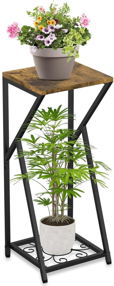 Dailygoods- Plantenstandaard 27 inch hoog - Metalen Plantenstandaard - 2 Niveaus - Bloempot Houder - Modern Ontwerp - Duurzaam en Stabiel - Plantenrek