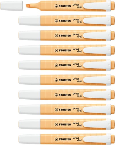 STABILO swing cool - Markeerstift - Perfect Voor Onderweg - Pastel - Zacht Oranje - Doos 10 stuks