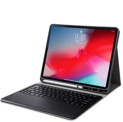 DrPhone SwiftKey - Beschermhoes met Ingebouwd Toetsenbord voor iPad Pro 12.9 2020 – Bluetooth, Ultra Slim en Duurzaam - Stylus Pen Opslag - Zwart