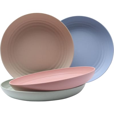 4 Stuks Dinerborden Tarwestro Dinerborden Set Milieuvriendelijk Volledig Servies van Borden Set Keukenaccessoires Borden Eetgerei 9 inches gray
