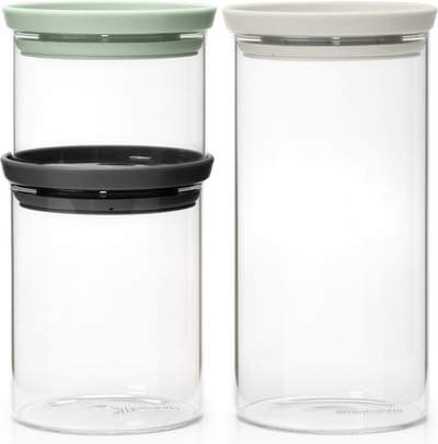 Brabantia Voorraadpotten - Stapelbaar - 0,3 & 0,6 & 1,1 l - Glas